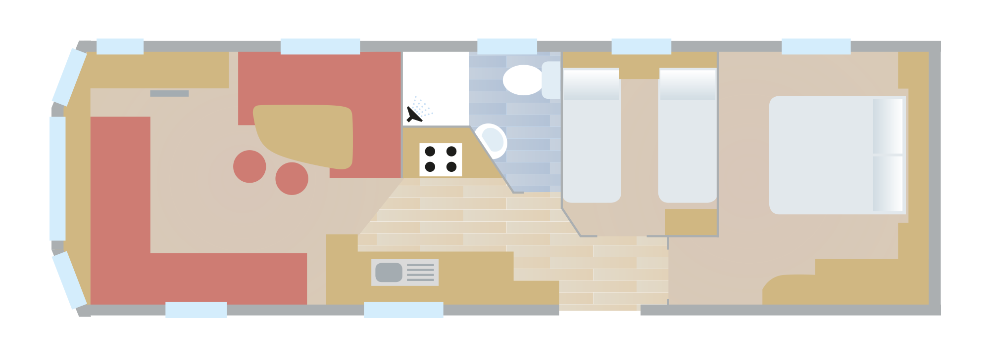 Ocean View Gold Caravan Floorplan