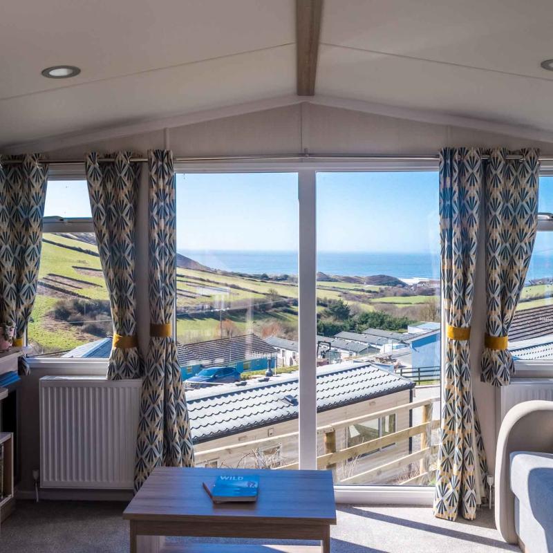 Lounge in Gold Caravans with sea View at Woolacombe North Devon