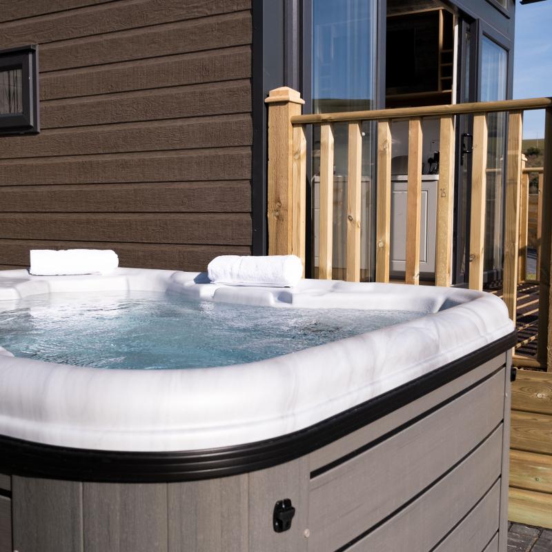 Hot Tub next to Sea View Cabin at Woolacombe sands Holiday Park
