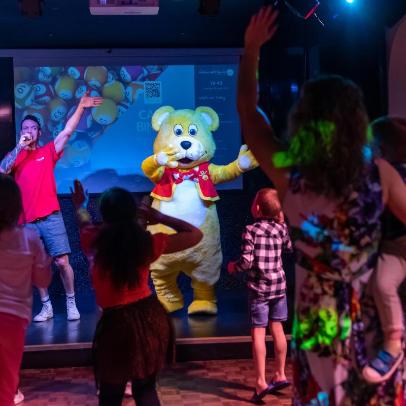 Woolacombe Sands Holiday Park Family Entertainment with Woolly Bear in the Clubhouse