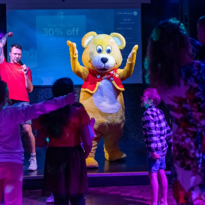 Woolacombe Sands Holiday Park Family Entertainment with Woolly Bear in the Clubhouse