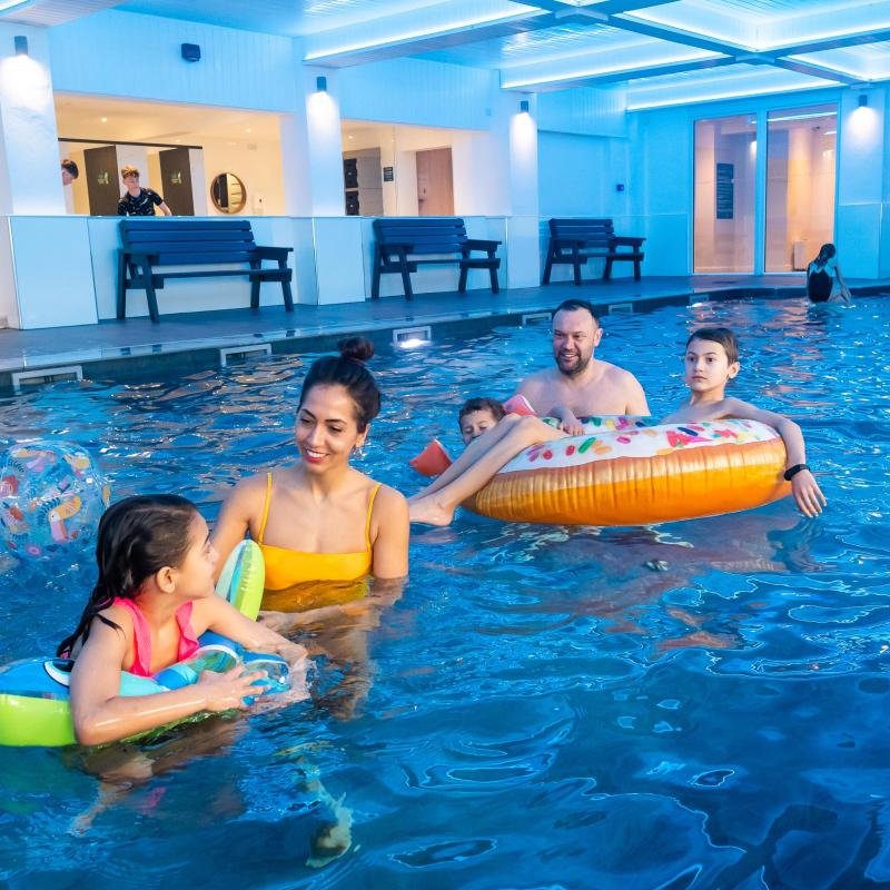 Woolacombe Sands Holiday Park Family enjoying the Indoor Swimming Pool