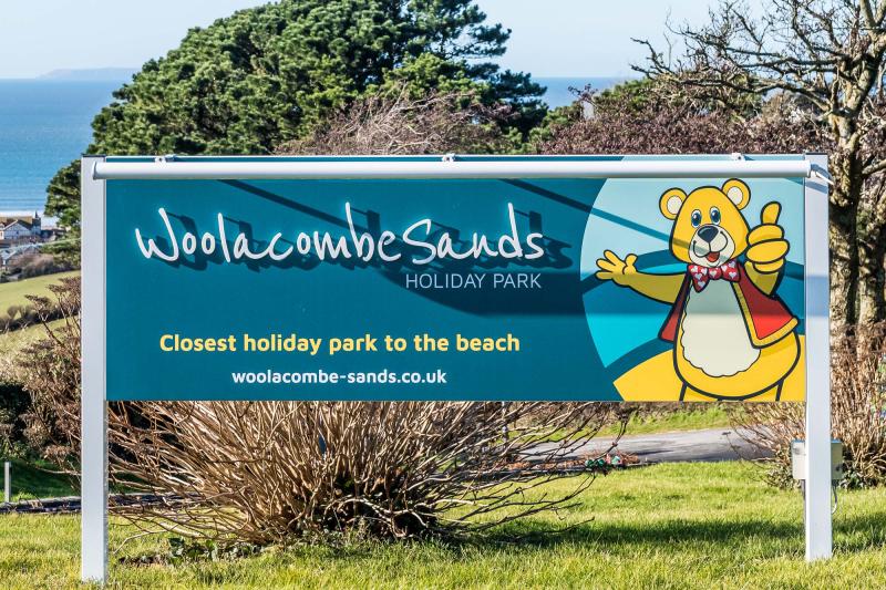 Sign at Entrance to Woolacombe Sands Holiday Park in North Devon