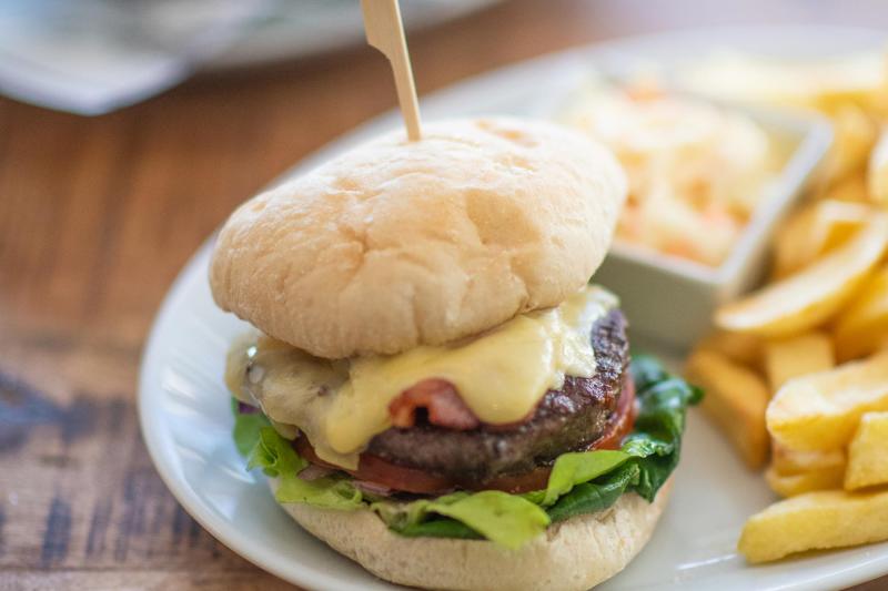 Woolacombe Sands Holiday Burger in the Clubhouse Bar