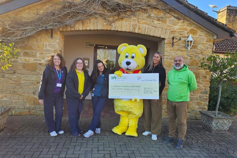Presenting the cheque to Children's Hospice South West from Woolacombe Sands Holiday Park