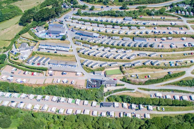 Drone view of Woolacombe Sands Holiday Park in North Devon