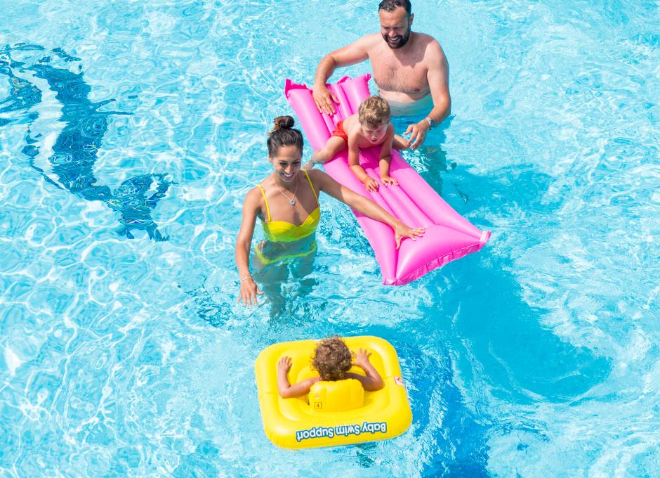 Family swimming at Woolacombe Sands Holiday Park 