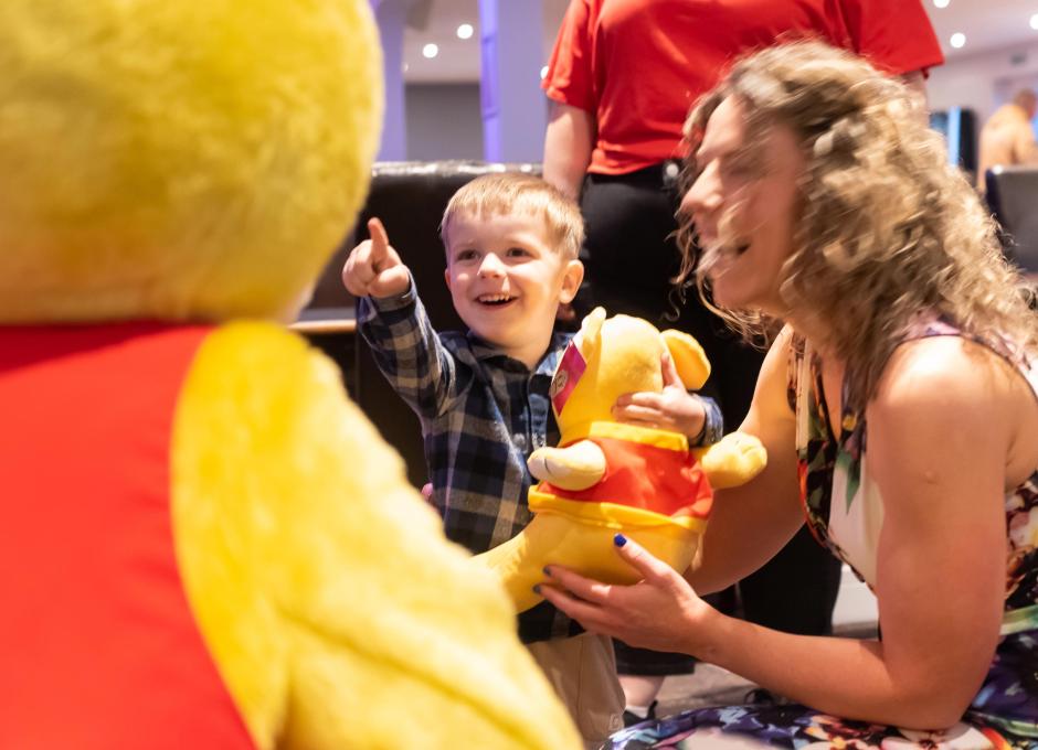 Woolacombe Sands Holiday Park Family with Woolly Bear in the Clubhouse