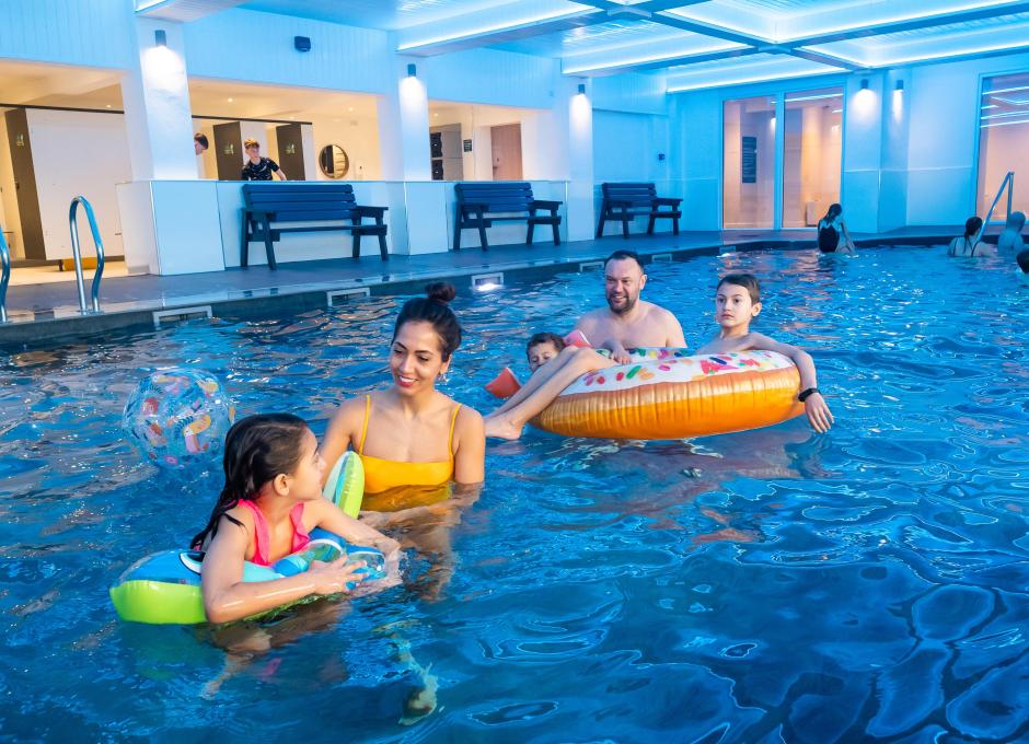 Woolacombe Sands Holiday Park Family enjoying the Indoor Swimming Pool