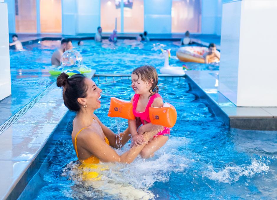 Woolacombe Sands Holiday Park Family enjoying the Indoor Swimming Pool